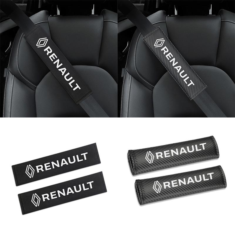 For Renault Duster Captur Clio Logan Accessories 2Pcs Car Seat Belt Cover Cotton Carbon Fiber Shoulders Pads Protection Case RR9