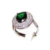 New High End Group Inlaid Zircon Temperament Emerald Emerald Simulated Green Tourmaline Color Treasure Open Ring for Women  Movable Finger Ring