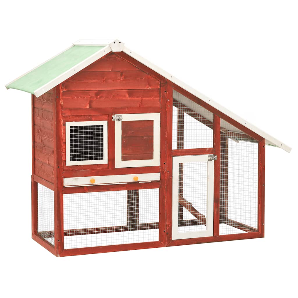 Rabbit Hutch Red and White 140 x 63 x 120 cm Solid Pine Wood