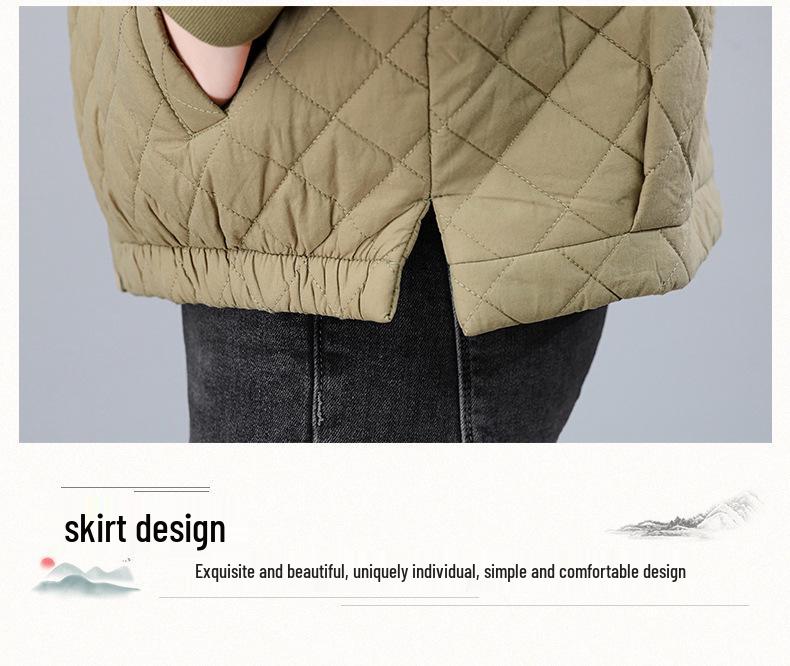 Women's Argyle Hooded Cotton Jacket 2024 - Thickened Short Coat for Autumn/Winter, Petite & Middle-Aged Styles