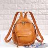Genuine Leather Women's Backpack Solid Color Vintage Design Student Bag Fashion Backpacks