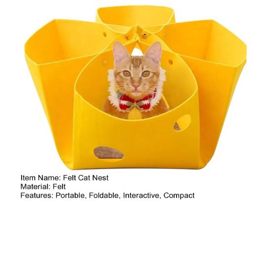 Войлочное гнездо для кошек, изменяющая форму игрушка-туннель для кошек, полуокружающая кошачья нора, складная кровать для домашних животных, домик для котят, щенков, кроликов и мелких животных