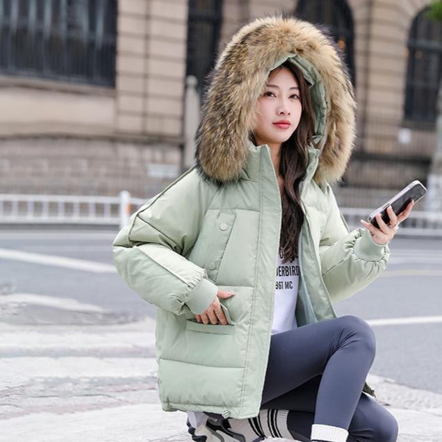 Зимняя куртка-пуховик с меховым воротником и капюшоном, женская парка с длинным рукавом, толстые теплые куртки из хлопка