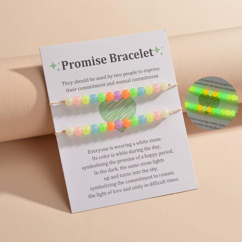 2Pcs/Set Glow in The Dark Luminous Bracelet Friendship Couple Bracelet Fashion Beads Braided Rope