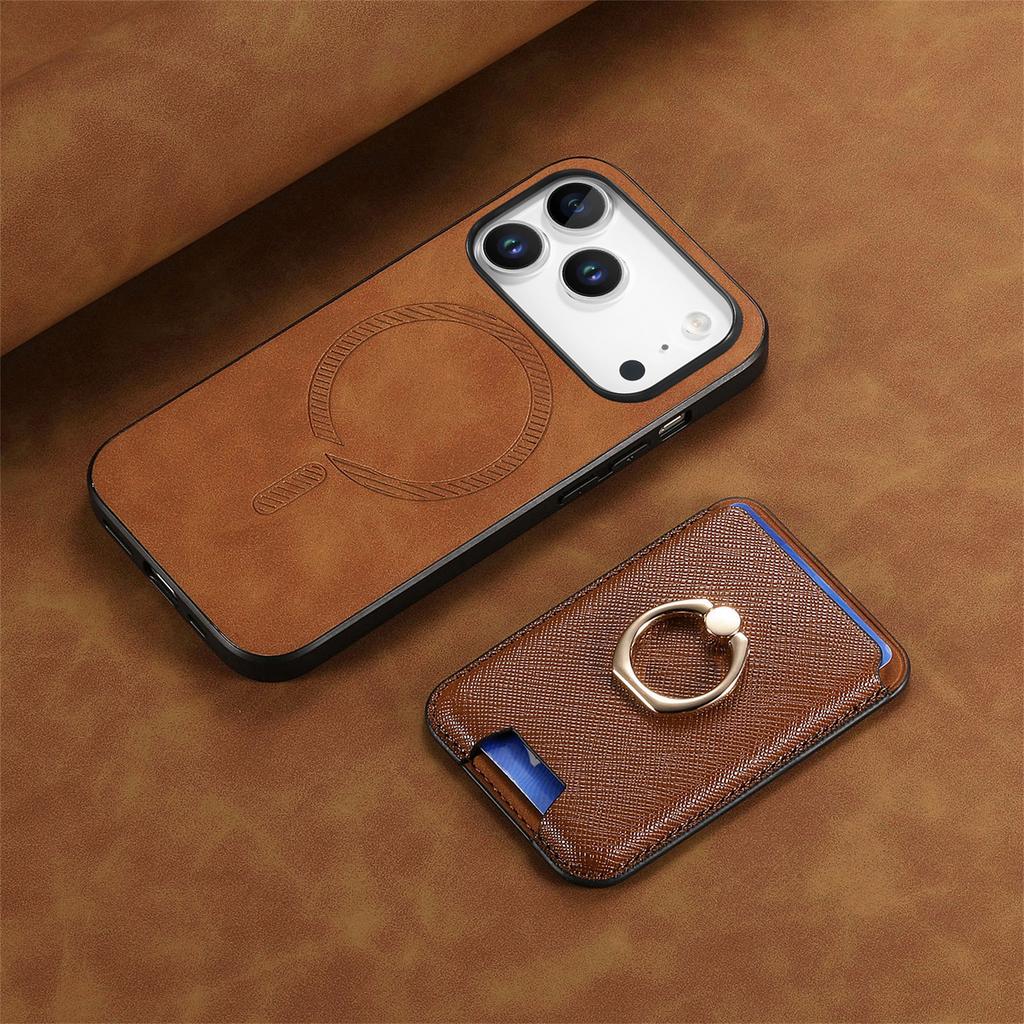 2 в 1 Съемный слот для карт Кожаный кошелек-чехол Для iPhone 17 Pro Max 16 Plus 15 14 13 12 11 17air 16E SE4 Магнитное кольцо-держатель