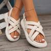 Ношение сандалий для женщин, новая корейская версия для лета 2024 года, новые популярные сандалии в римском стиле с плоской подошвой, студенческая линия