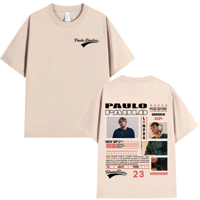 Rapper Paulo Londra Album Merch Tshirts Unisexs Women Clothing Fashion Hip Hop Oversized T Shirts Cotton Cozy Short Sleeve Tshirt