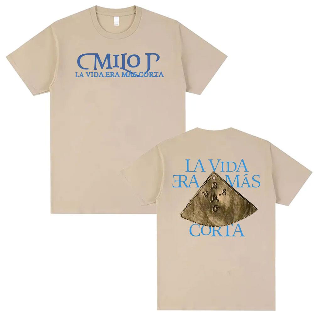 Rapper Milo J La Vida Era Mas Corta New Album Tour 2026 T Shirts Unisex Women Fashion Vintage Tee Shirt Cotton Short Sleeve Tshirt