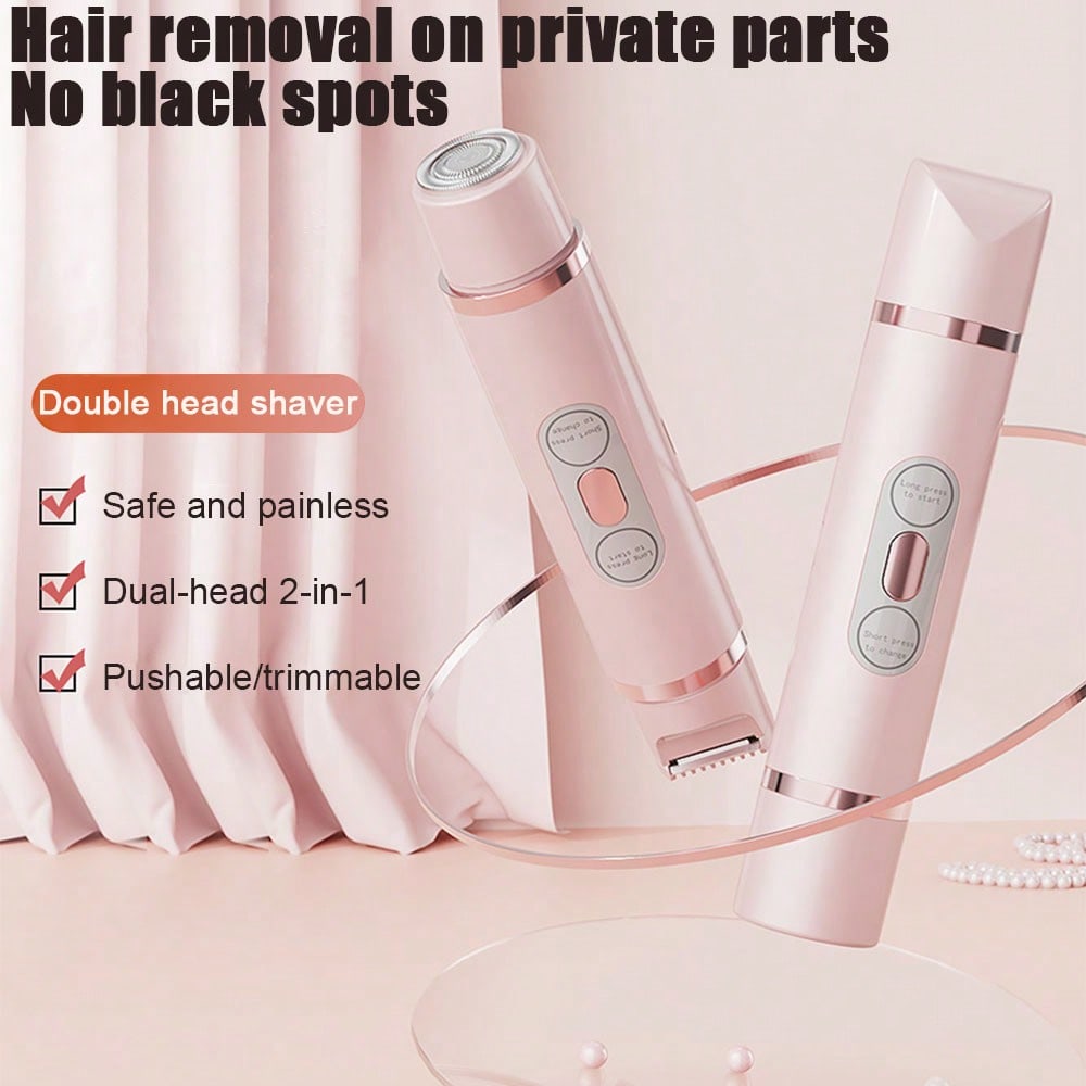 Электробритва , Триммер для бикини для женщин, 2 в 1, Влажное и сухое бритье, Водонепроницаемая электробритва, USB-перезаряжаемая, Двухголовочная бритва