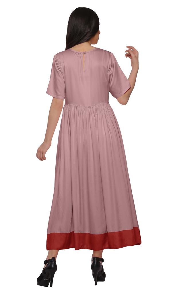 Moomaya Solid Casual Cotton Dress For Women A-Line Long Maxi Kurti Women
