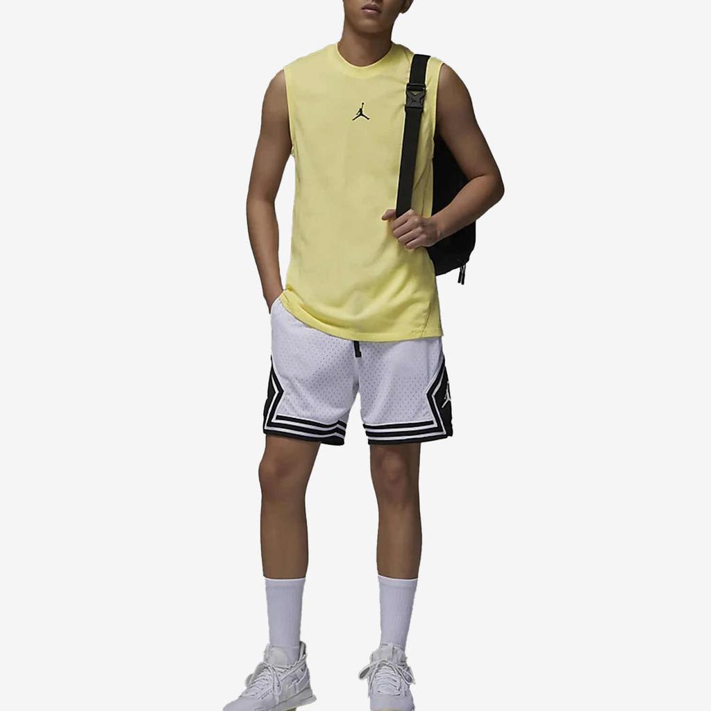 Jordan Sport Dri-Fit Logo Ribbed Neckline Breathable Sleeveless Basketball Vest Men Tops Lemon-Yellow DM1828-706