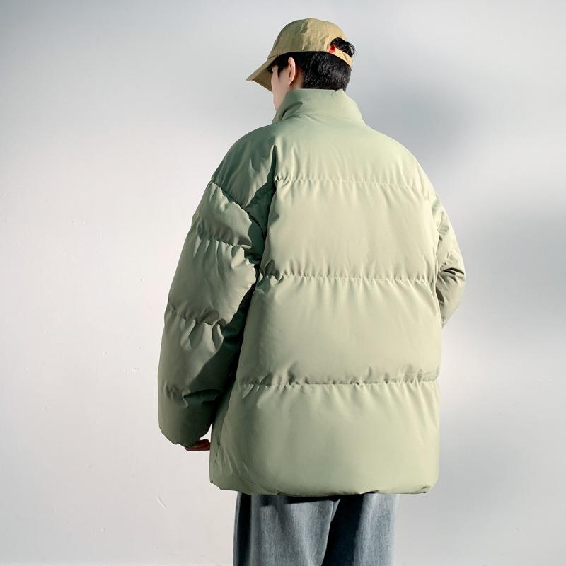 Зимняя новинка, простая спортивная утепленная хлопковая одежда с воротником-стойкой, однотонное парное свободное трендовое хлопковое пальто