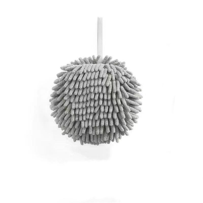 Впитывающее полотенце для рук Шенилловое полотенце для протирания рук с крючком для подвешивания Мягкое быстросохнущее полотенце для протирания рук Полотенце-шар для ванной комнаты