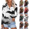 Женская летняя модная повседневная рубашка с v-образным вырезом и длинным рукавом с принтом, топ