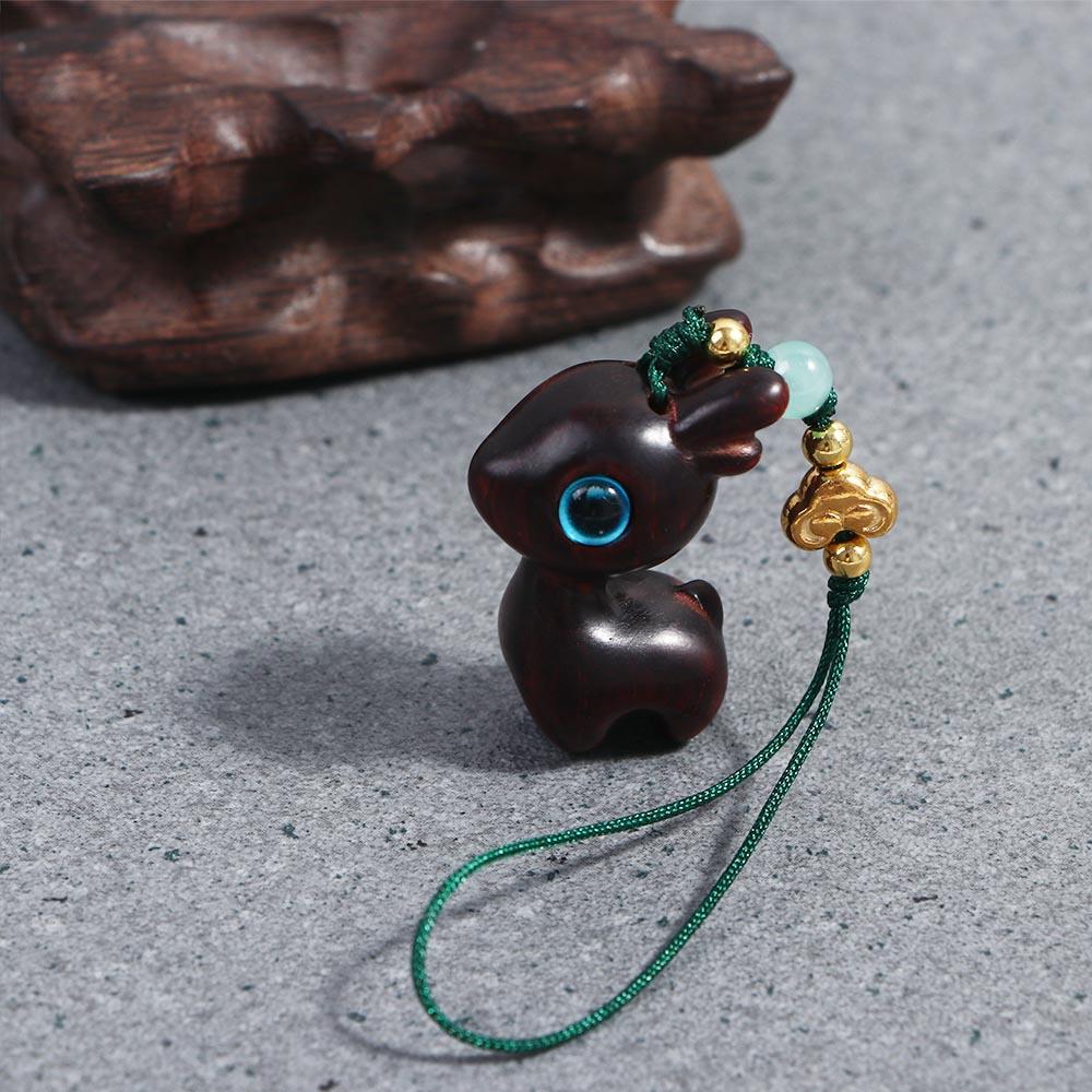 Key Chain Lanyard Sandalwood Deer Wood Key Chain Bag Pendant Mobile Phone Chinese Style Key Ring