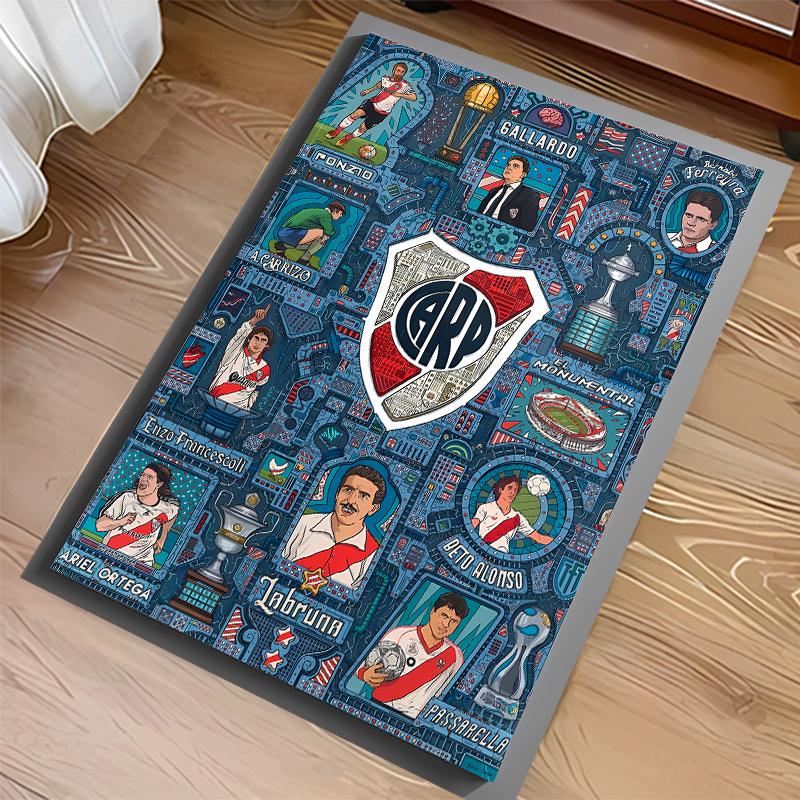 1pc Club Atlético River Plate Print Area Rug - Soft,Washable Non-Slip Indoor Mat for Office Chairs,Living Room,Home Office Decorative Rug