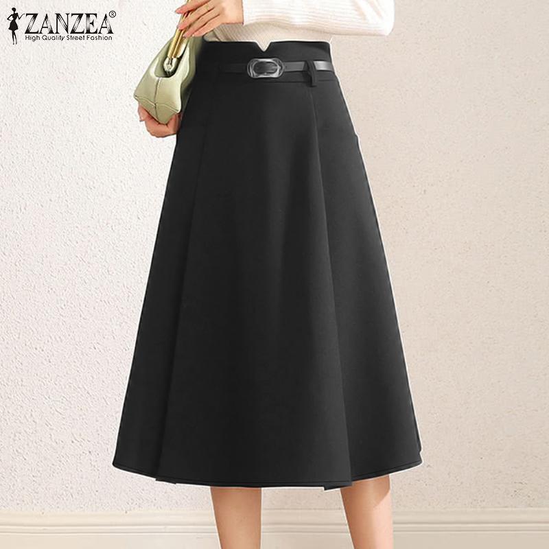 ZANZEA Женские повседневные летние миди-юбки однотонной расцветки