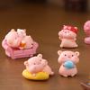 6Pieces Pink Pig Dolls Cartoon Animal Miniature Figurines for Car Rear View Mirror and Home Office Desktop Shelf Decors