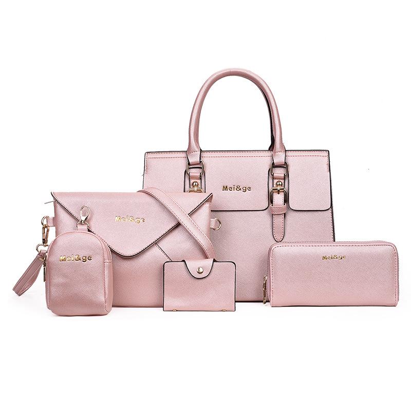 Women Fashion 5Pcs Handbag Set PU Leather Shoulder Bag Crossbody Bag Purse Set