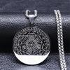 Men Necklace Seven Angel Solomon Amulets Round Pendant Hollow Chain Stainless Steel Electroplated Unisex Daily Wear Clavicle Necklace Neck Jewelry