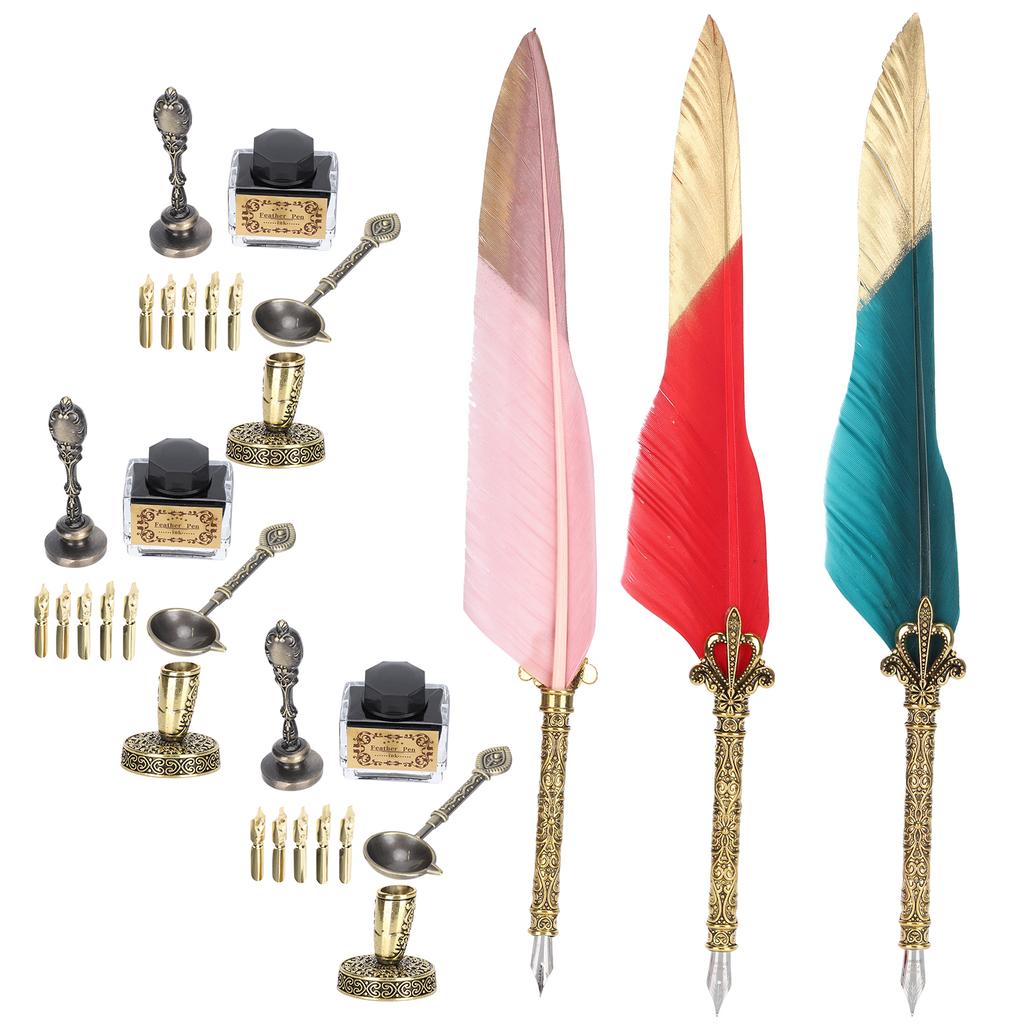  Набор ручек с золотым покрытием, винтажный инструмент для письма, ретро-каллиграфия, подарок