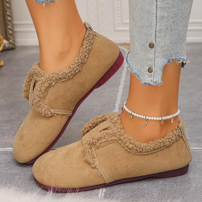 Женские балетки Теплые и удобные Простые Плюс Балетки Женская мода Легкие лоферы Короткие плюшевые женские ботинки