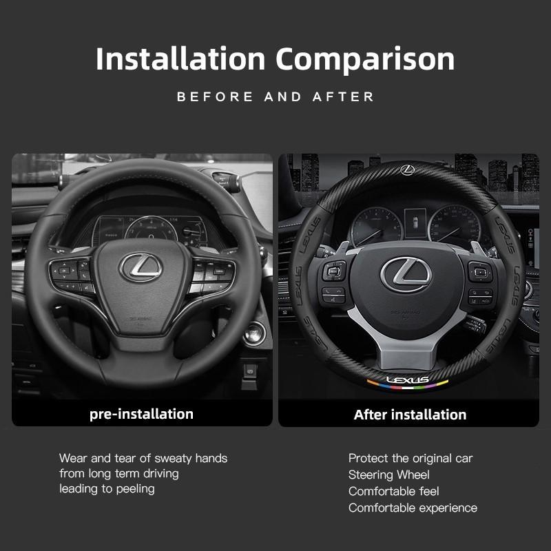 Чехол на руль Lexus Натуральная кожа Углеродное волокно Тонкая посадка IS300h IS250 RX350 NX300h LX570 RX450h CT200h ES350 RX