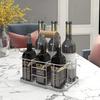 Металлическая корзина для винных бутылок с деревянной ручкой, стойка для фермерского дома, подставка для показа винных бутылок, свадебный бар, барбекю, контейнер для хранения вещей для пикника, 6 бутылок