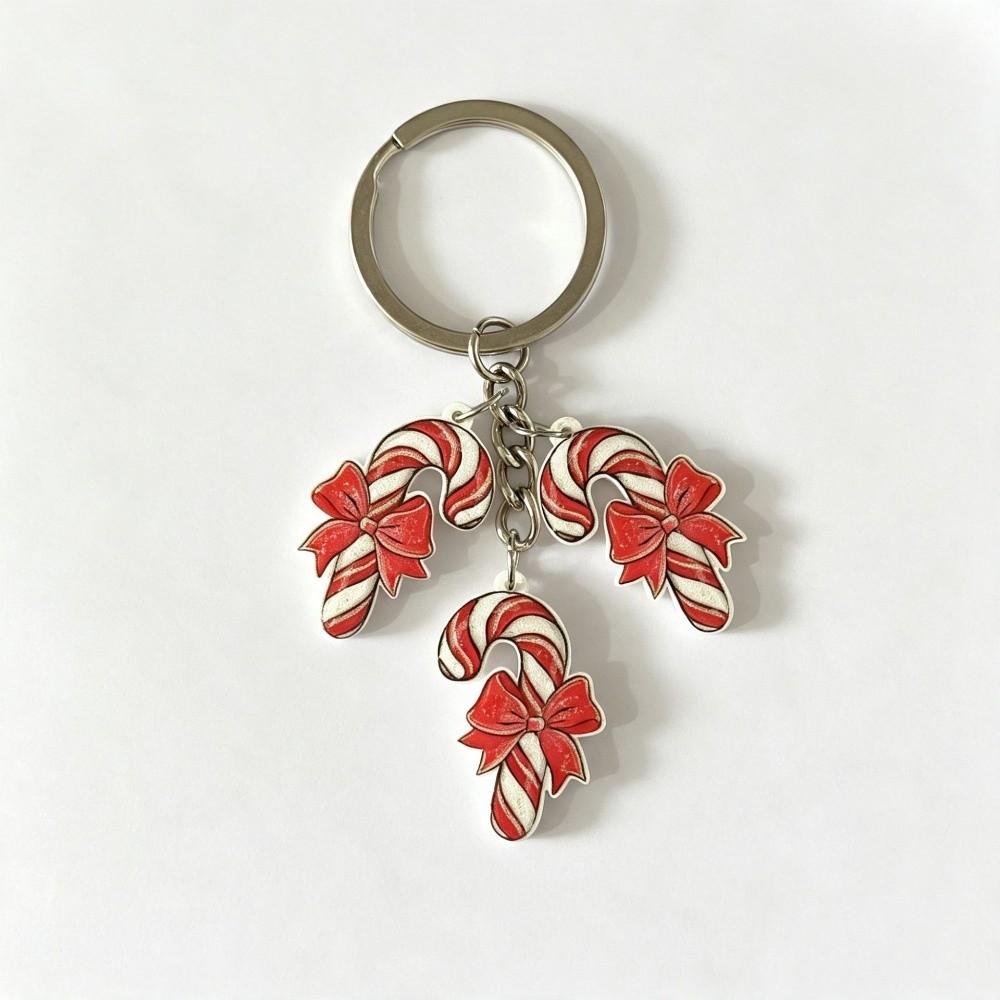 2D Flat Christmas Keychain Mini Xmas Ornament Pendant Cute Keyring Charm Christmas Gift