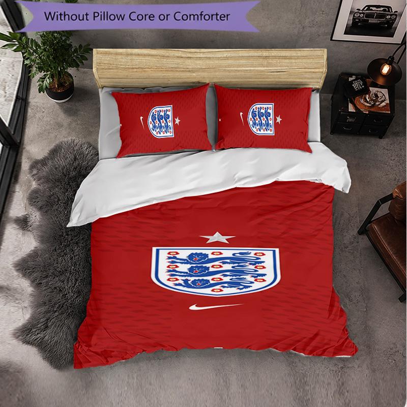 England national football team 3 Piece Bedding Set Soft Duvet Cover Set with Pillowcases Printed Bedroom Decor Set for Home