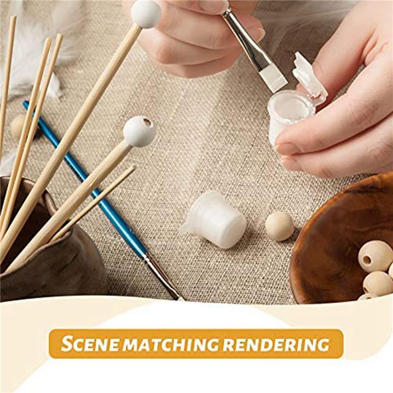 ABJI-200 Pieces Dowel Rods Wooden Dowel Rod Craft Wood1/8,3/16,1/4,5/16,3/8X6inch Sticks For Crafting DIY Wedding Ribbon Wand