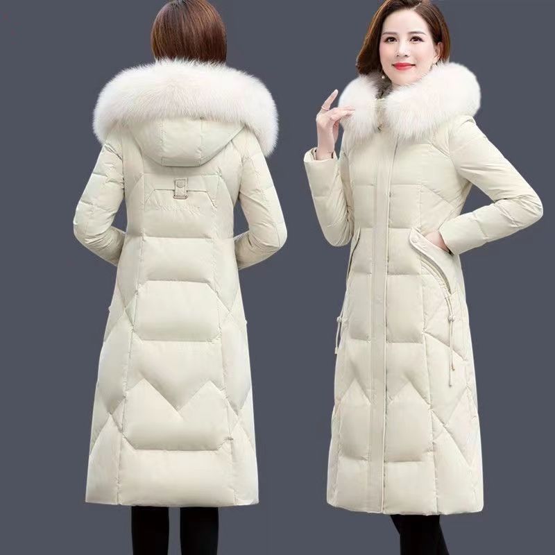 Высококачественный женский пуховик 2023, зимняя новая стильная модная длинная теплая куртка большого размера