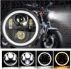 1 шт., 5,75 дюйма, светодиодная фара для мотоцикла Harley Sportster 1200 883 Street 500 750 5-3/4 дюйма, светодиодный проектор Halo, налобный фонарь с ангельскими глазками