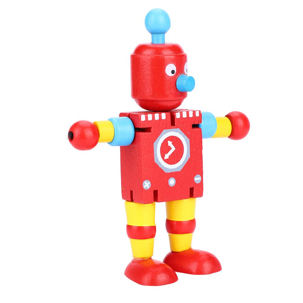Personality Cute Wooden Robot Toys Learning & Educational Toys for Kids Children (Red)