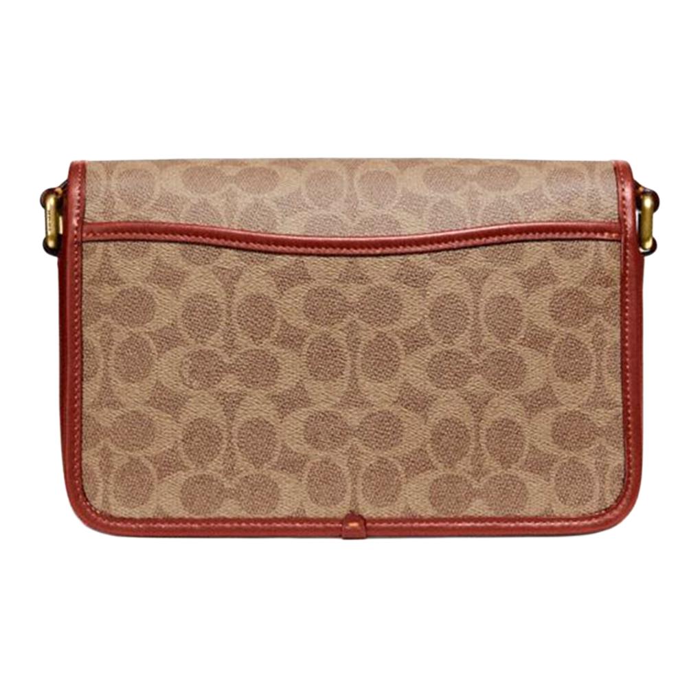 Coach Studio 25 C Logo Flap Classic Monogram Canvas And Leather Shoulder Crossbody Bag Large Women Bags Brown Red C6639-B4NQ4