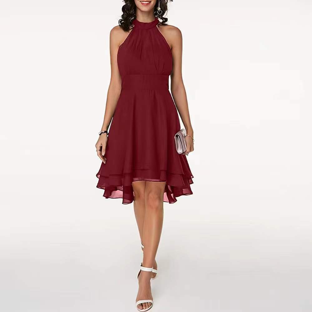Модная женская одежда с открытыми плечами, однотонная, элегантная, сексуальная, без рукавов, с круглым вырезом, со слегка плиссированной талией, облегающая