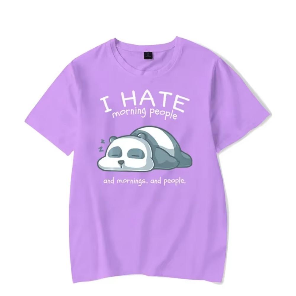 Men's T-shirt I Hate Morning People and Morings and People Kawaii T Shirt Men Women Tshirt Lazy Panda Graphic T Shirts Oversized