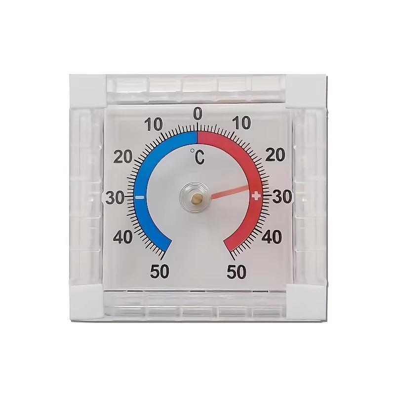 No Battery Analog Dial Thermometer Clear Display -50℃ to 50℃ Wall Window Mount for Indoor Outdoor Poolside
