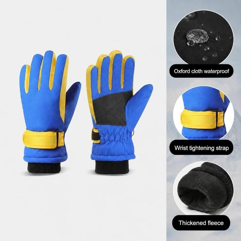 Warm Fleece Lining Winter Ski Gloves Waterproof Finger Gloves Durable Kids Snow Gloves for Boys