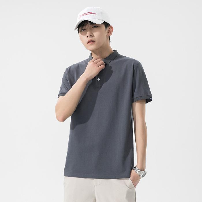Summer Short-sleeved New Polo Shirt Men's Short-sleeved Trendy Versatile Lapel Base Solid Color T