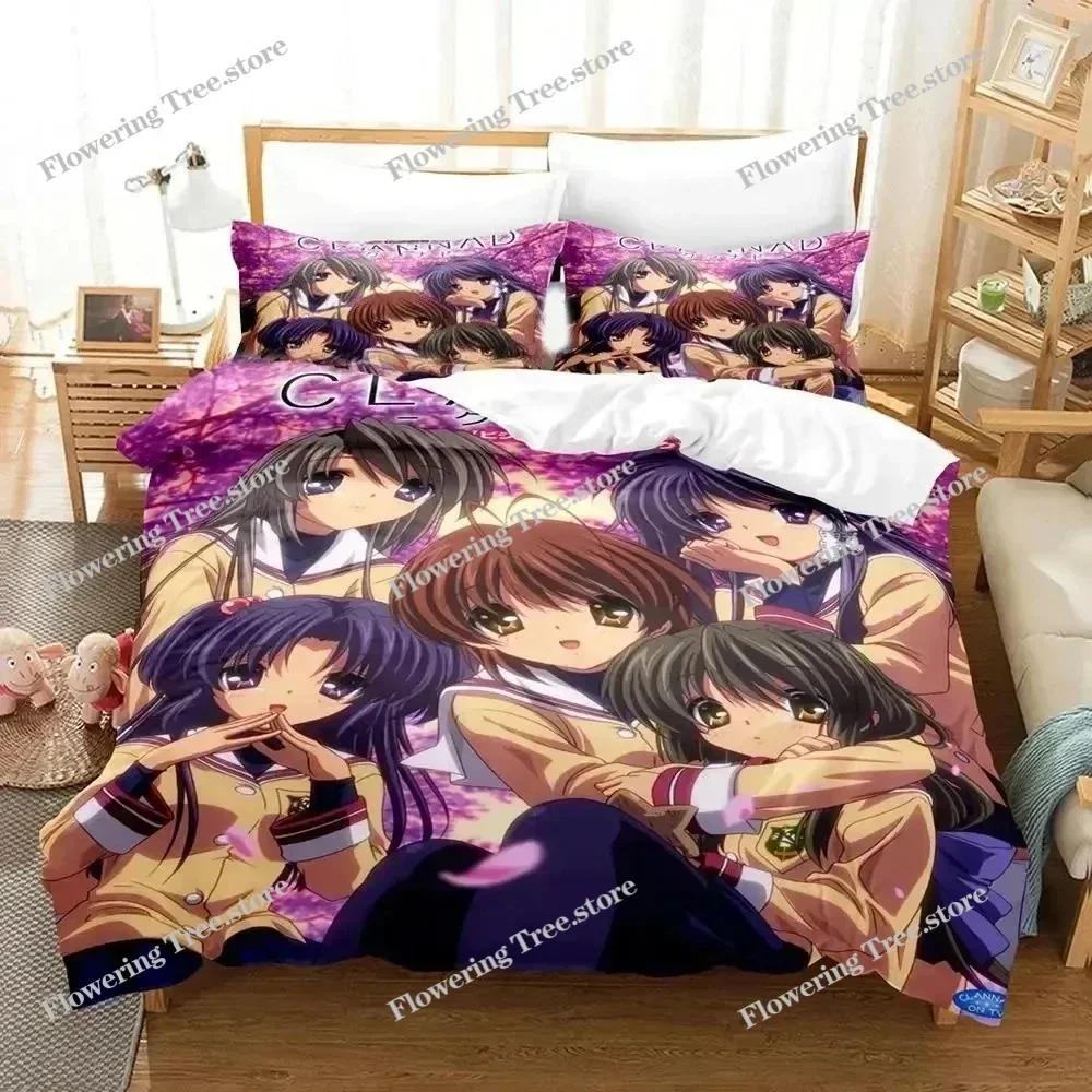 3D Печать Аниме CLANNAD Комплект Постельного Белья Пододеяльник Комплект Постельного Белья Пододеяльник Наволочка Одеяло Размер King Queen Комплект Постельного Белья для Мальчиков и Взрослых02
