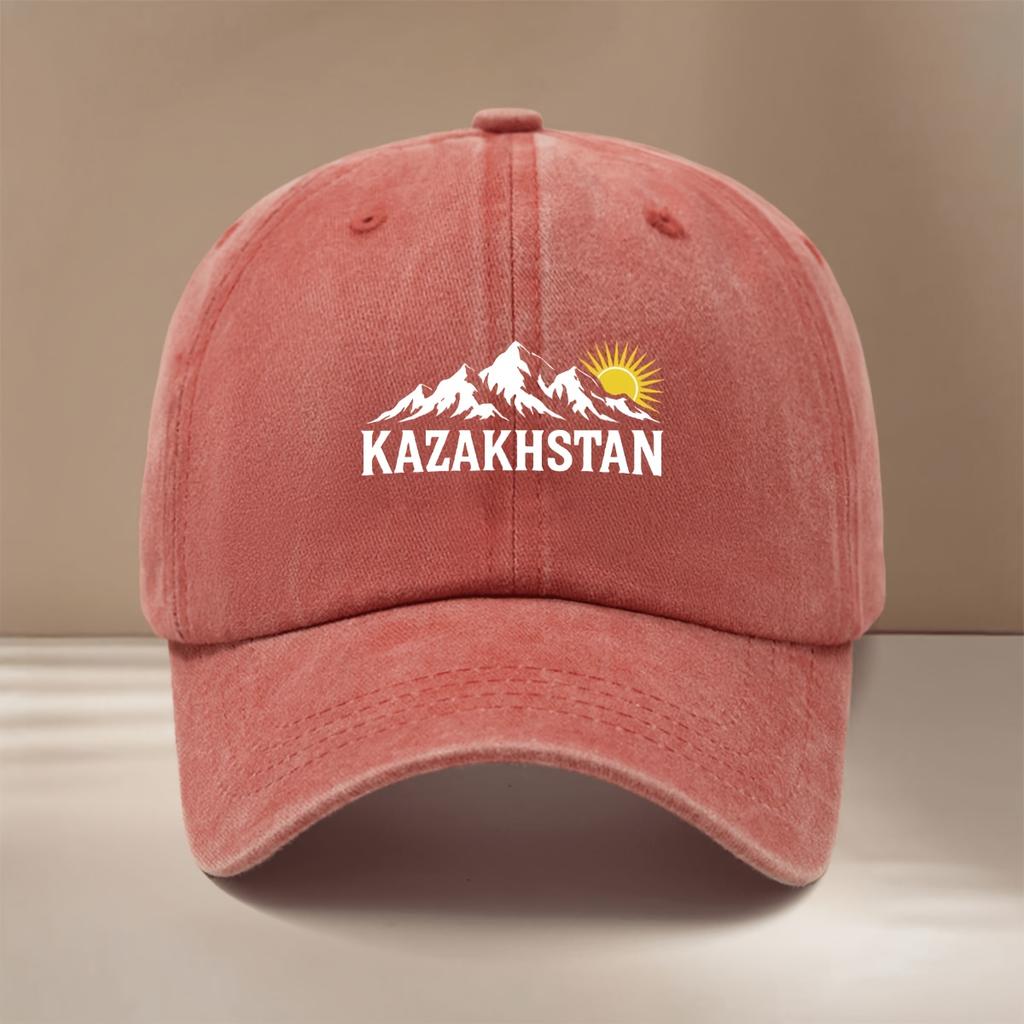 Бейсболка с принтом текста KAZAKHSTAN Унисекс Простая кепка-snapback с текстурированной поверхностью Хип-хоп кепка Удобная и легкая