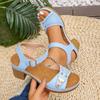 Women Sandals Soft Sole Cut Out Chunky Heels Shoes Women Comfort Ankle Buckle Strap Platform Sandals Women Sandalias De Mujer
