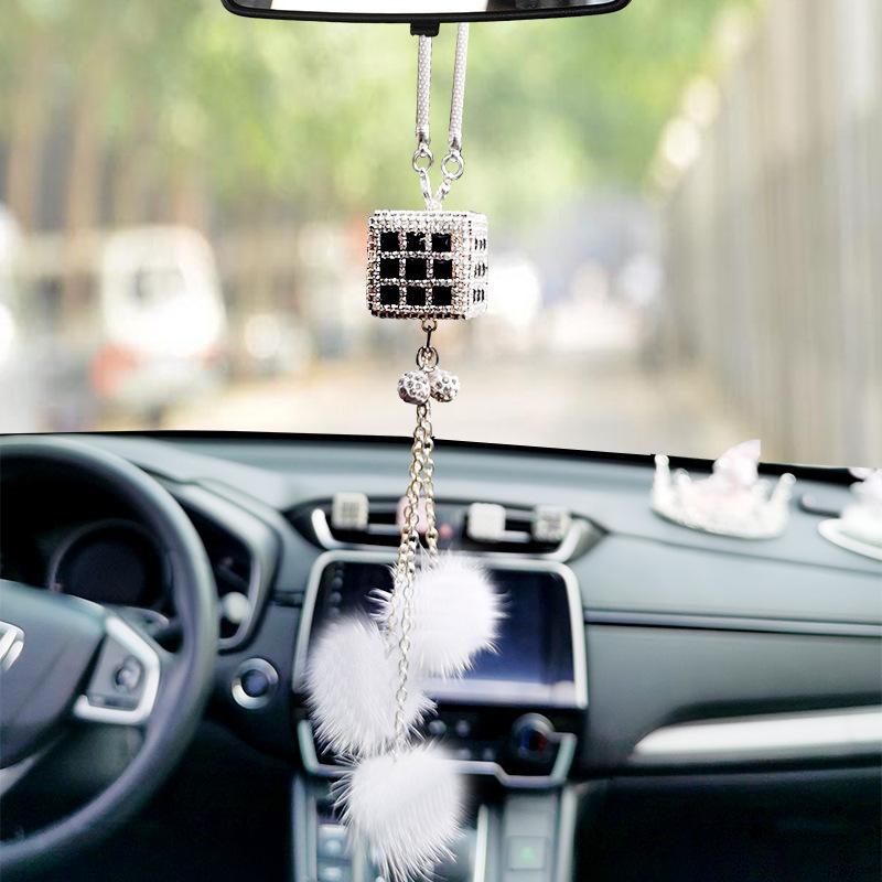 Подвеска для автомобиля из кристаллов, украшенная бриллиантами, креативное зеркало заднего вида для автомобиля, подвеска в виде кубика Рубика