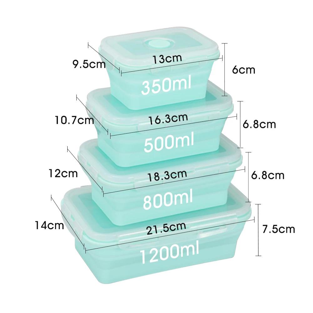 Silicone Food Storage Containers with Lids Collapsible Silicone Lunch Box Bento Boxes Meal Prep Container for Kitchen BPA Free