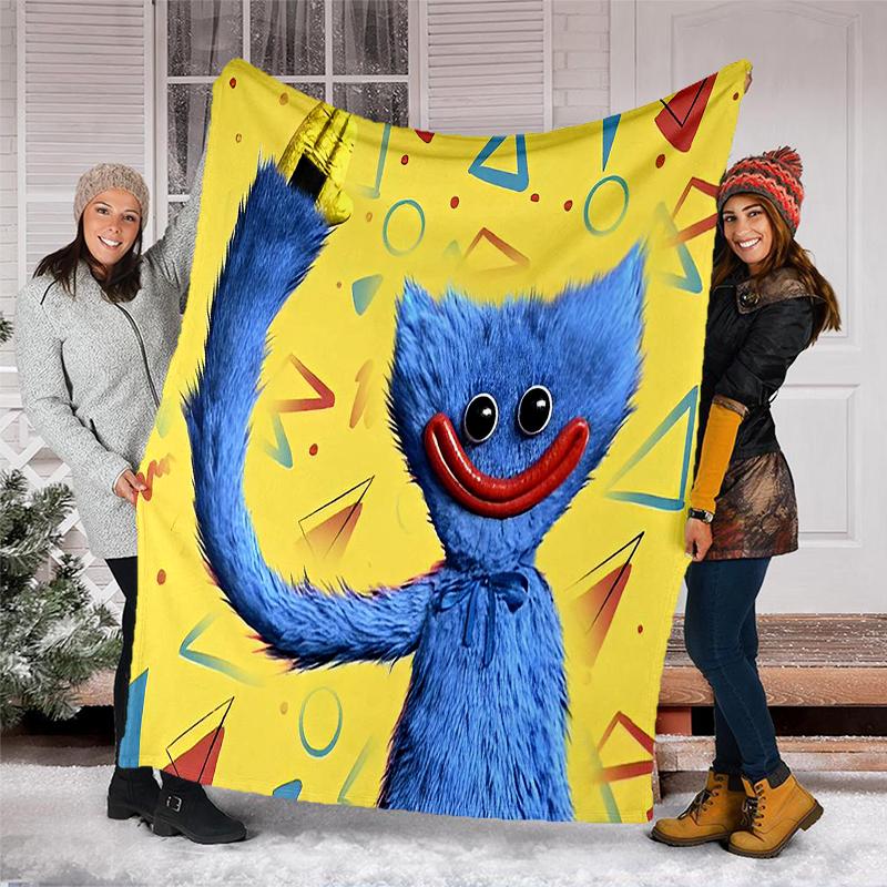 Huggy Wuggy Theme Printed Blanket Perfect For Couch Bed Travel Outdoor Use Machine Washable Cozy Durable