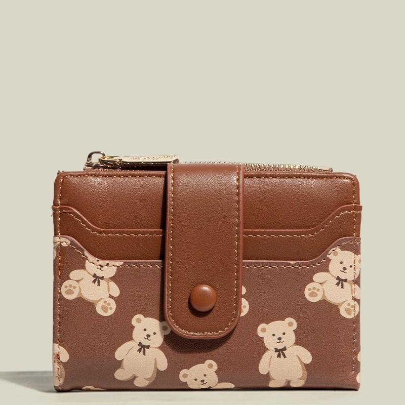 Женский кошелек-портмоне с короткой застежкой через границу - Многослотовый кошелек для монет и держатель для карт с принтом