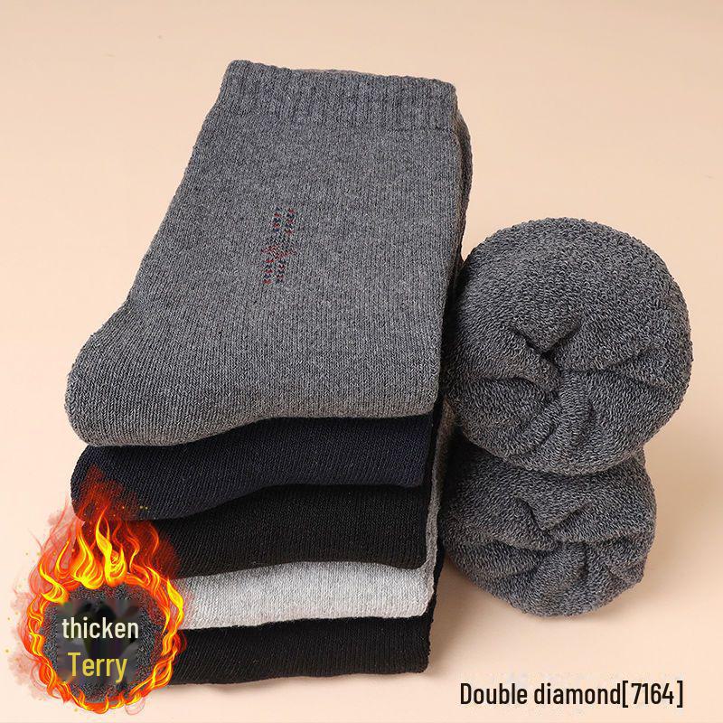 Men's Mid-Tube Velvet Thick Warm Socks (5-10 Pairs), Loose Totem Design for Autumn and Winter