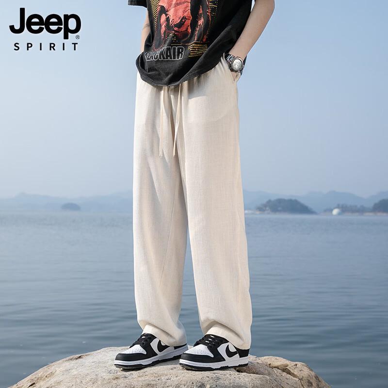 Мужские легкие повседневные брюки JEEP SPIRIT из смесовой льняной ткани, охлаждающие, прямого кроя