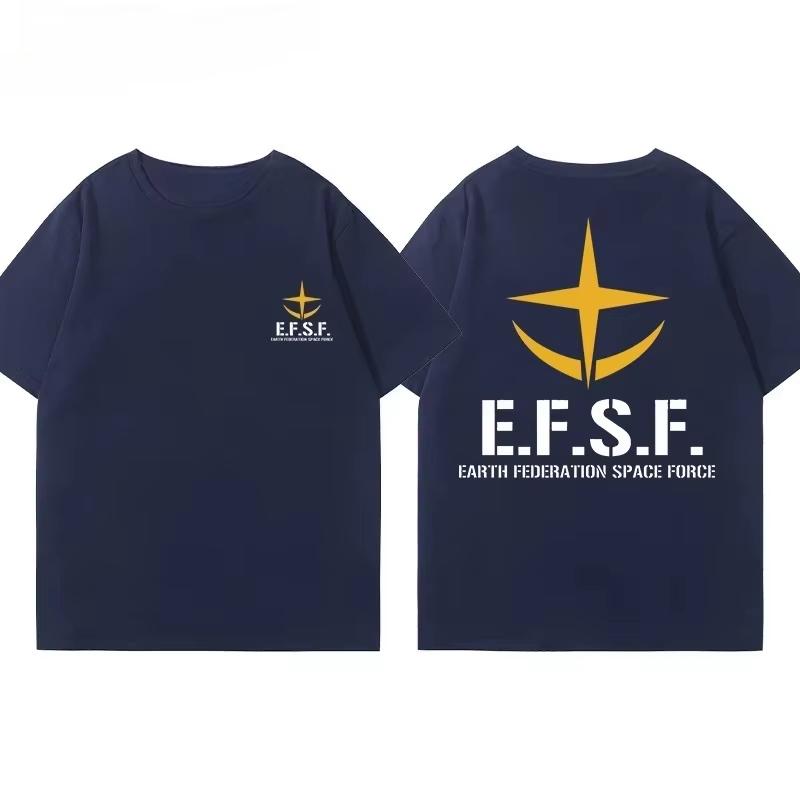 Gundam EFSF Earth Federation Print T-Shirt, Unisex Loose Casual Women And Men T-shirt